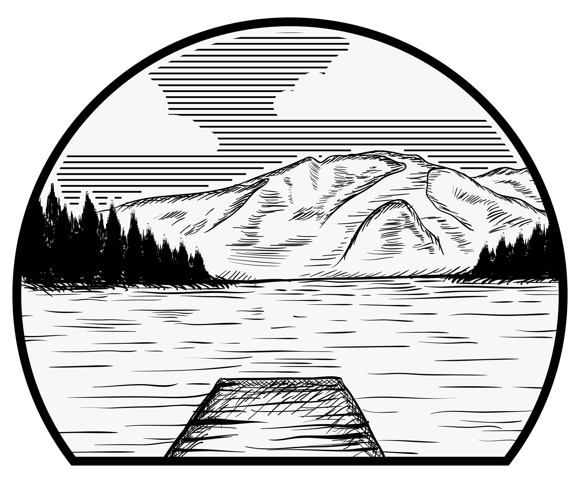 Tappeto vinile natura campeggio lago pino - TenStickers