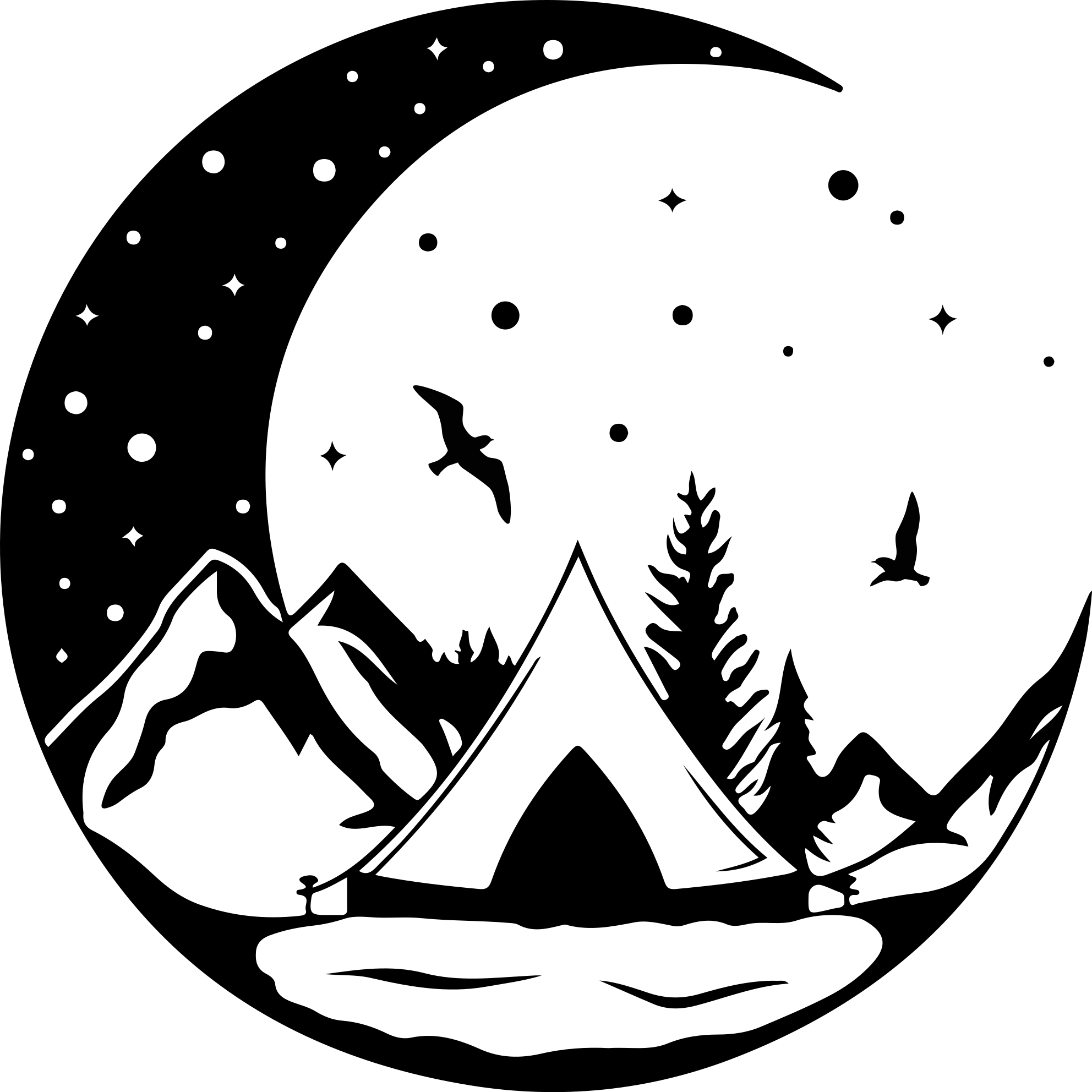 Tappeto vinile natura montagne e luna di notte - TenStickers