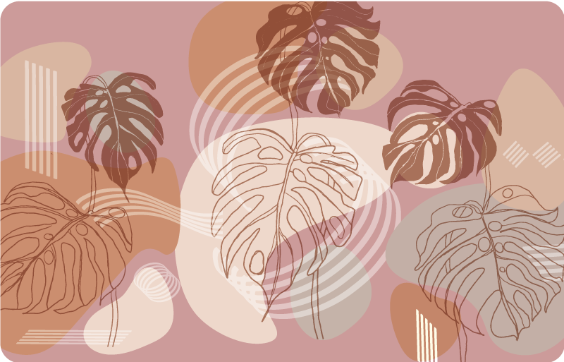 Tappeto vinile natura schizzo continuo di foglie - TenStickers