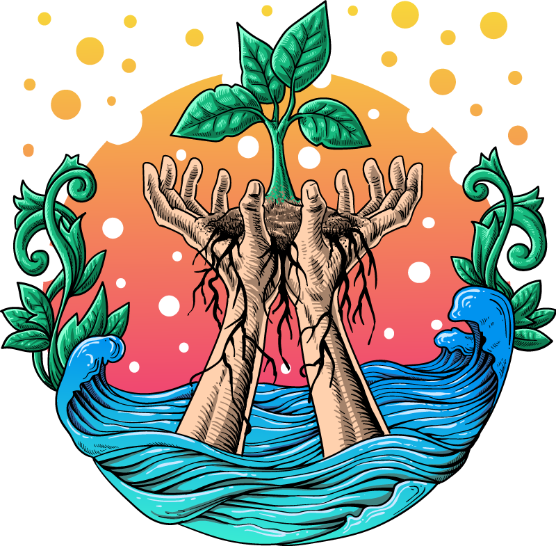 Tappeto vinile natura mani che crescono natura - TenStickers