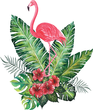 Tappeto vinile fiori grande fenicottero tropicale - TenStickers
