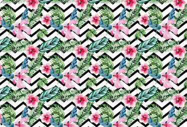 Tappeto vinile fiori linee tropicali a zigzag - TenStickers