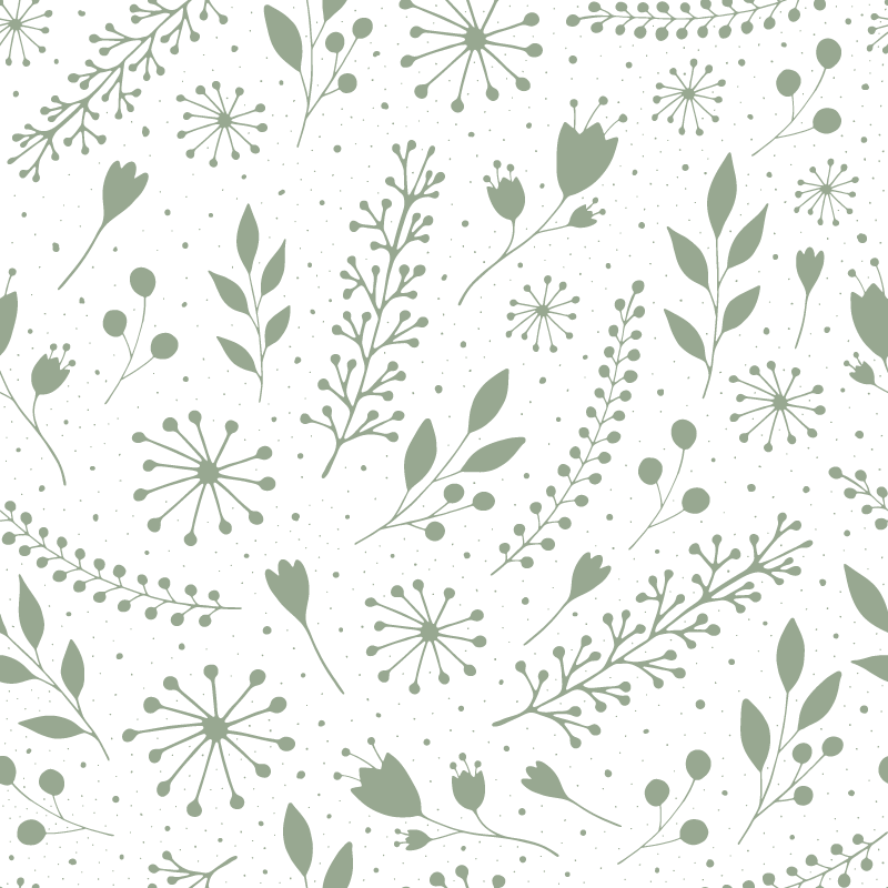 Tappeto vinile fiori foglie verdi e design floreale - TenStickers