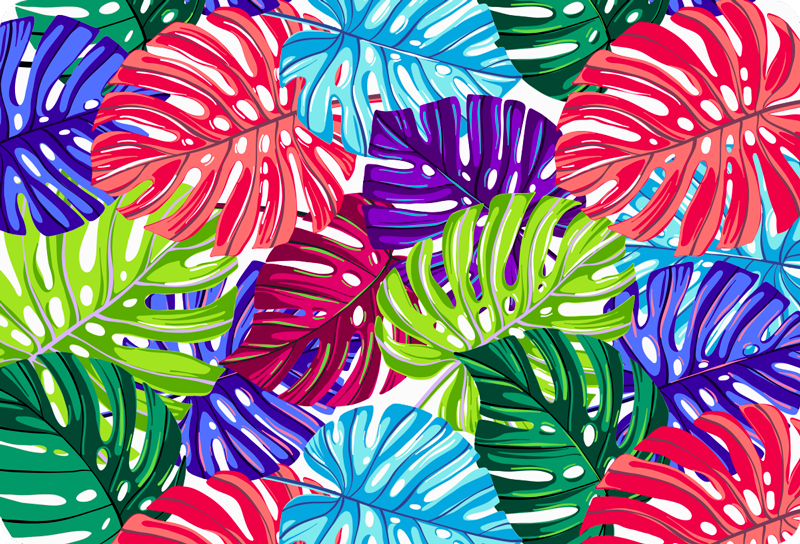 Tappeto vinile fiori monstera tropicale - TenStickers