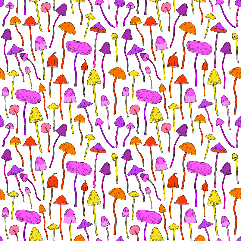 Tappeto vinile fiori motivo funghi allucinogeni - TenStickers