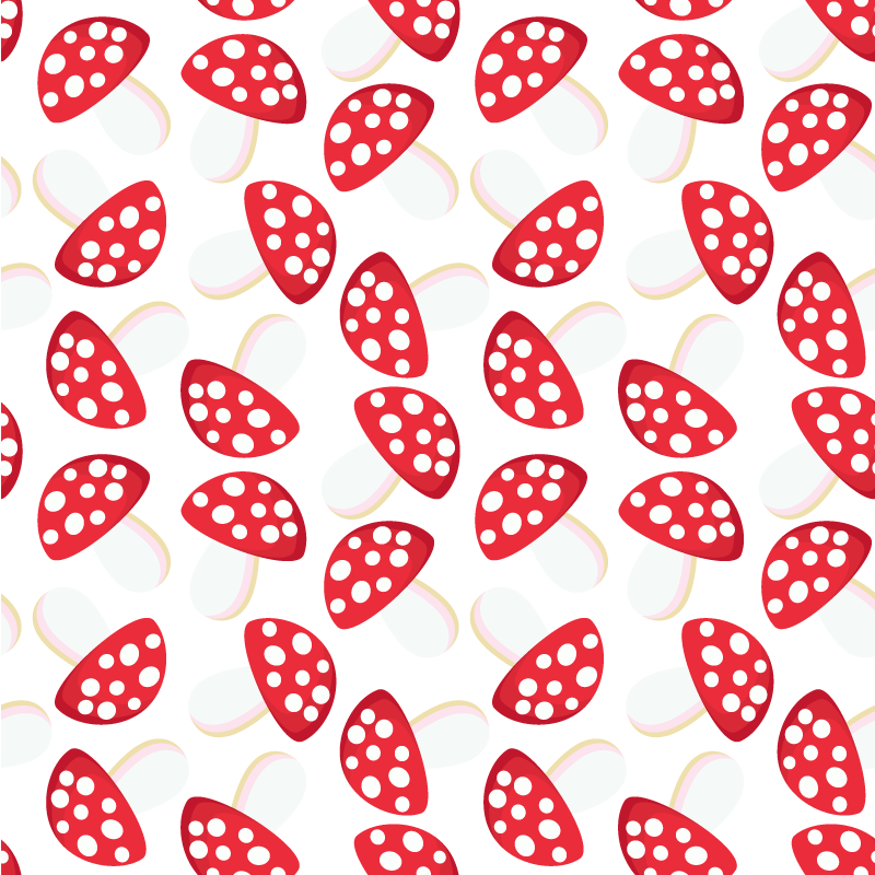 Tappeto vinile fiori funghi classici sfondo bianco - TenStickers