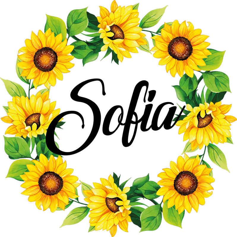 Tappeto vinile fiori corona estiva con nome - TenStickers