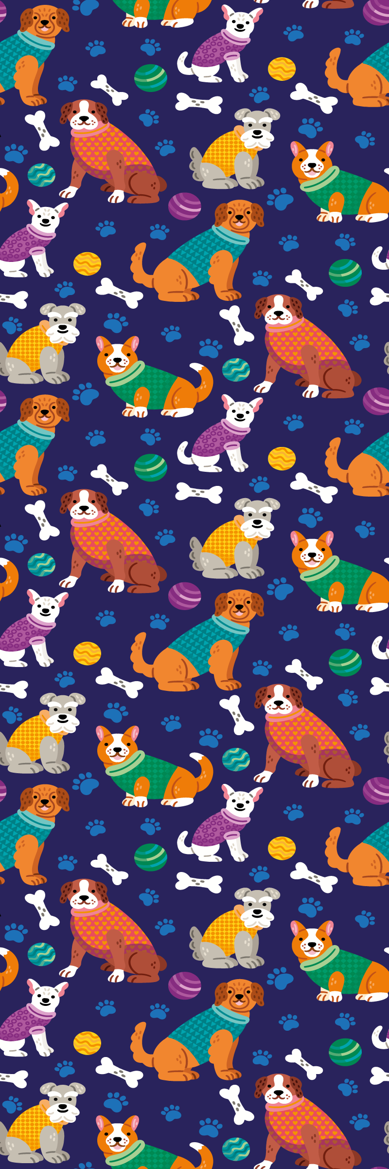 Tappeto vinile camera da letto motivo cani colorato - TenStickers
