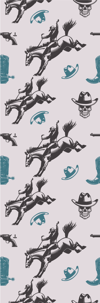 Tappeto vinile camera da letto elementi cowboy cavalli - TenStickers