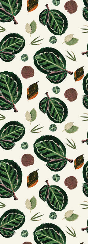 Tappeto vinile camera da letto foglie maranta verde rosso - TenStickers