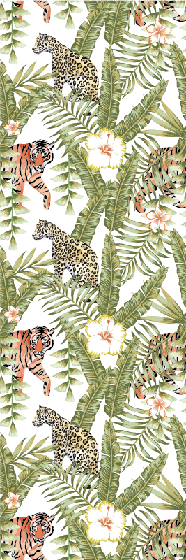 Tappeto vinile camera da letto foglie tropicali leopardo - TenStickers