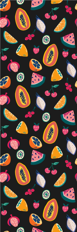 Tappeto vinile camera da letto frutta multicolore su nero - TenStickers