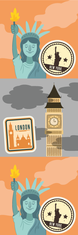 Tappeto vinile camera da letto collage nyc e londra - TenStickers