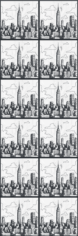 Tappeto vinile camera da letto collage di schizzi nyc - TenStickers