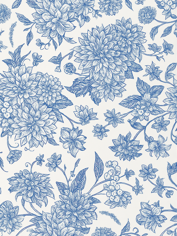 Tappeto vinile camera da letto fiore di dahlia blu - TenStickers