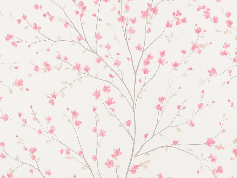 Tappeto vinile camera da letto albero con fiori rosa - TenStickers