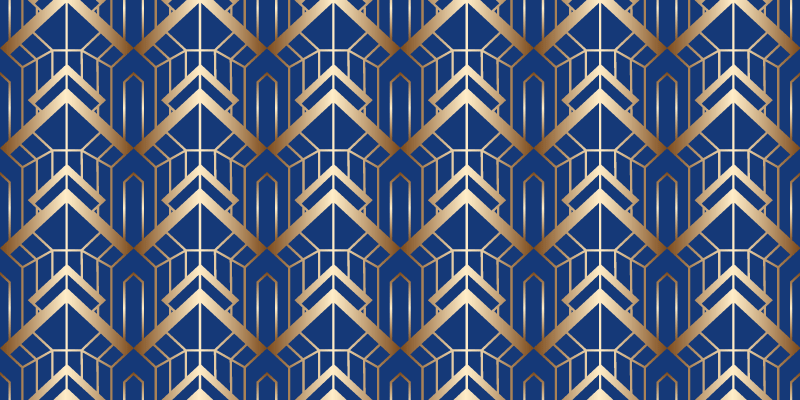 Tappeto vinile geometrico motivo decorativo blu e oro - TenStickers