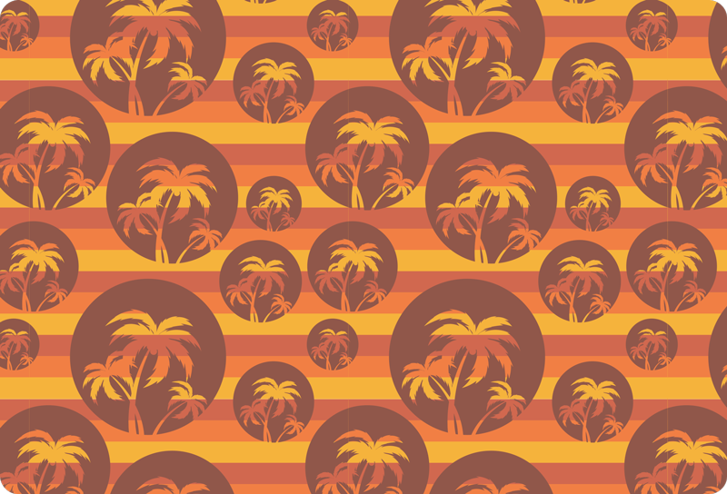 Tappeto vinile geometrico motivo palme e tramonto - TenStickers