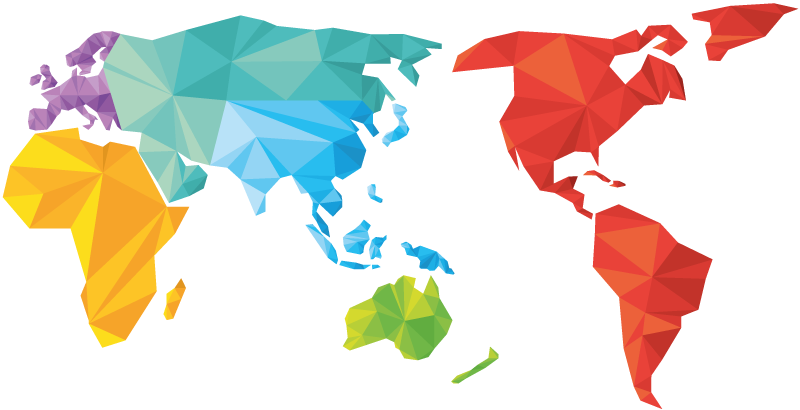 Tappeto vinile geometrico mappa del mondo colori - TenStickers