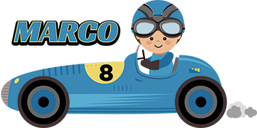 Tappeto vinile per bambini auto f1 con nome - TenStickers