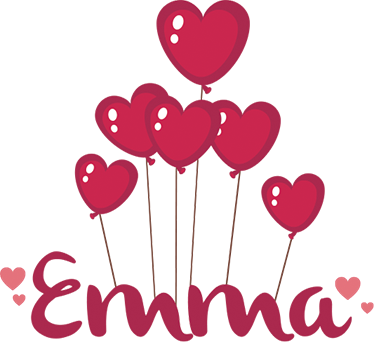 Tappeto vinile per bambini palloni a cuore con nome - TenStickers