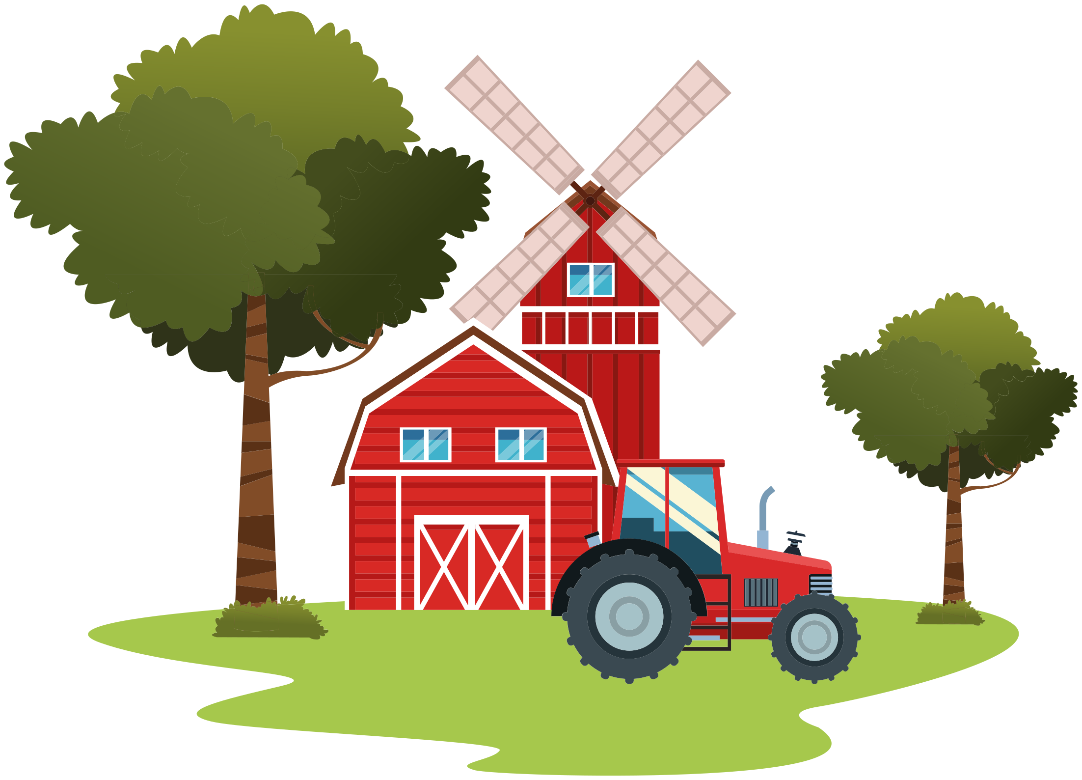 Tappeto vinile per bambini trattori e alberi - TenStickers