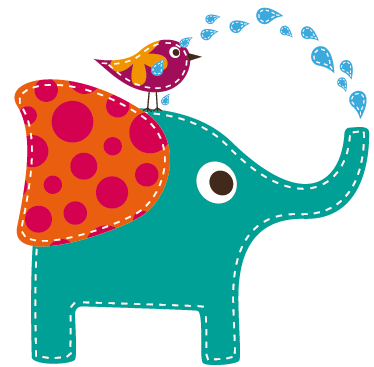 Tappeto vinile per bambini elefante in doccia con uccello - TenStickers