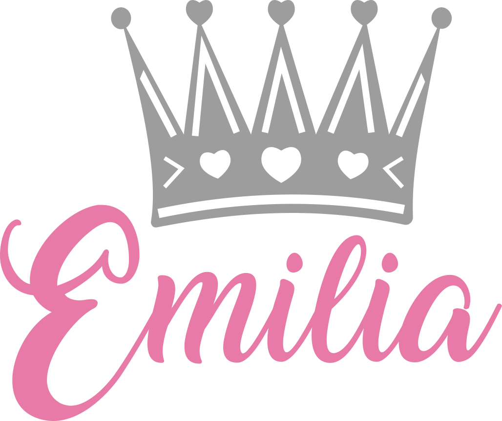 Tappeto vinile per bambini corona argentata con nome rosa - TenStickers