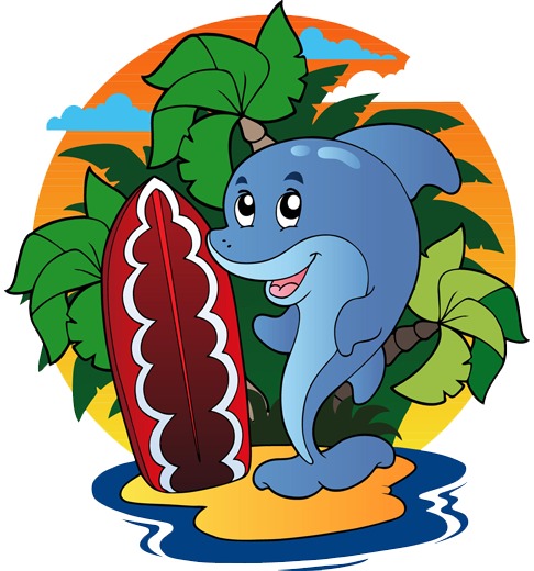 Tappeto vinile per bambini delfino da surf - TenStickers