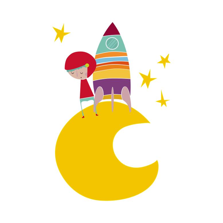 Tappeto vinile per bambini razzo sulla luna - TenStickers