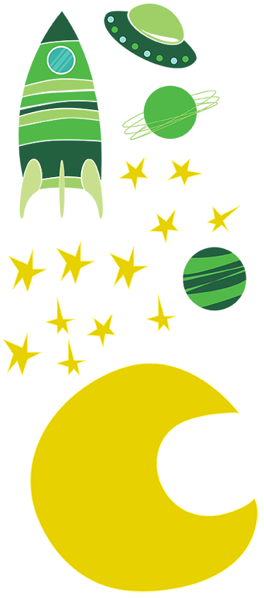 Tappeto vinile per bambini adesivi spaziali verdi - TenStickers