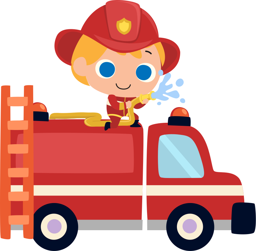 Tappeto vinile per bambini uomo auto pompiere rossa - TenStickers