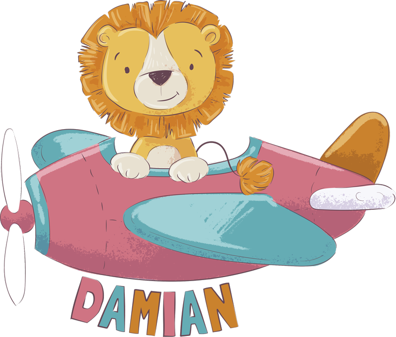 Tappeto vinile per bambini leone con nome - TenStickers