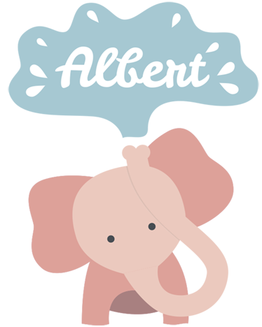 Tappeto vinile per bambini elefante baby con nome - TenStickers