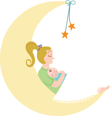 Tappeto vinile per bambini mamma e bambino sulla luna - TenStickers