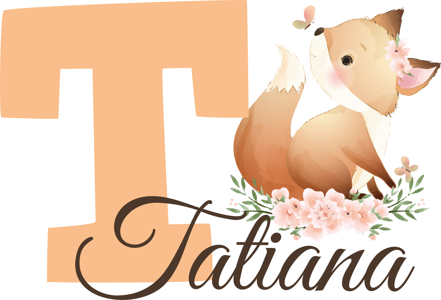 Tappeto vinile per bambini volpe con nome - TenStickers