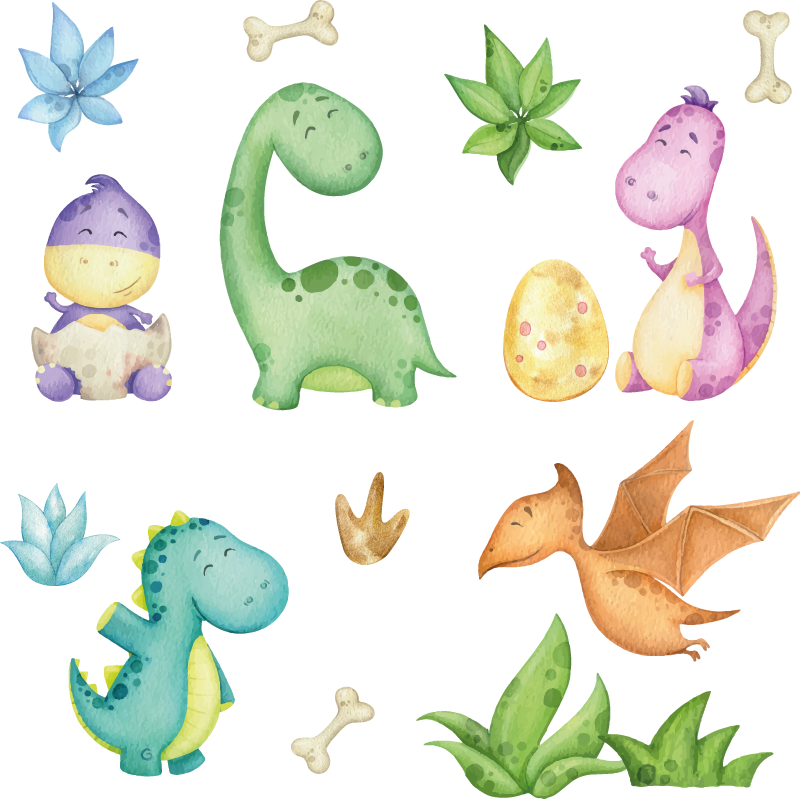 Tappeto vinile camera da letto dinosauro nordico disegnato - TenStickers