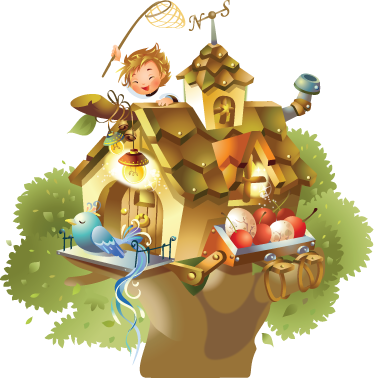 Tappeto vinile giochi illustrazione casa albero - TenStickers