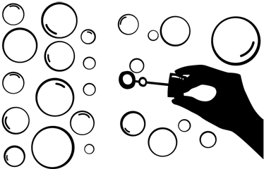 Tappeto vinile giochi silhouette mano bolle - TenStickers