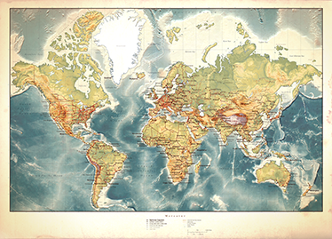 Tappeto vinile mappamondo mappa del mondo invecchiata - TenStickers