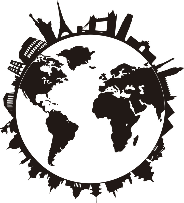 Tappeto vinile mappamondo con monumenti - TenStickers