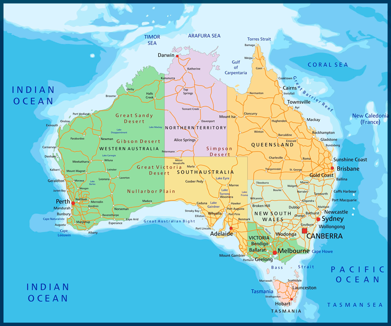 Tappeto vinile mappamondo mappa politica australia - TenStickers