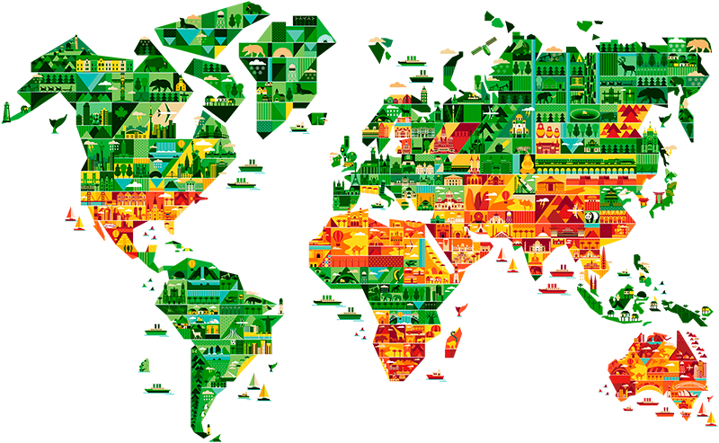 Tappeto vinile mappamondo decorativo geometrico - TenStickers