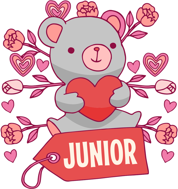 Tappeto vinile per bambini orso cuore e nome - TenStickers