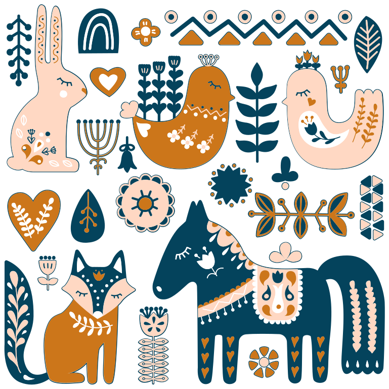 Tappeto vinile per bambini animali della foresta nordici - TenStickers