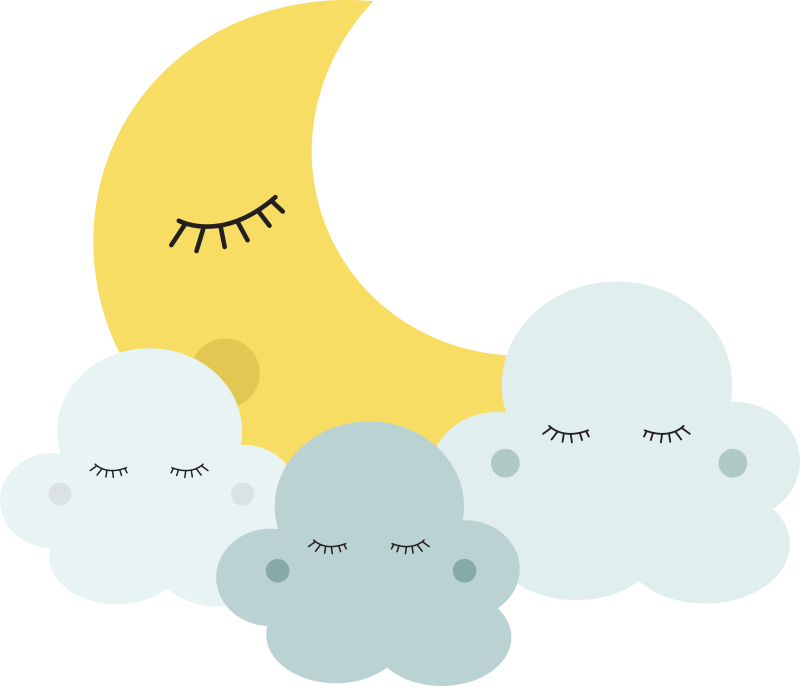 Tappeto vinile per bambini luna e nuvole felici - TenStickers