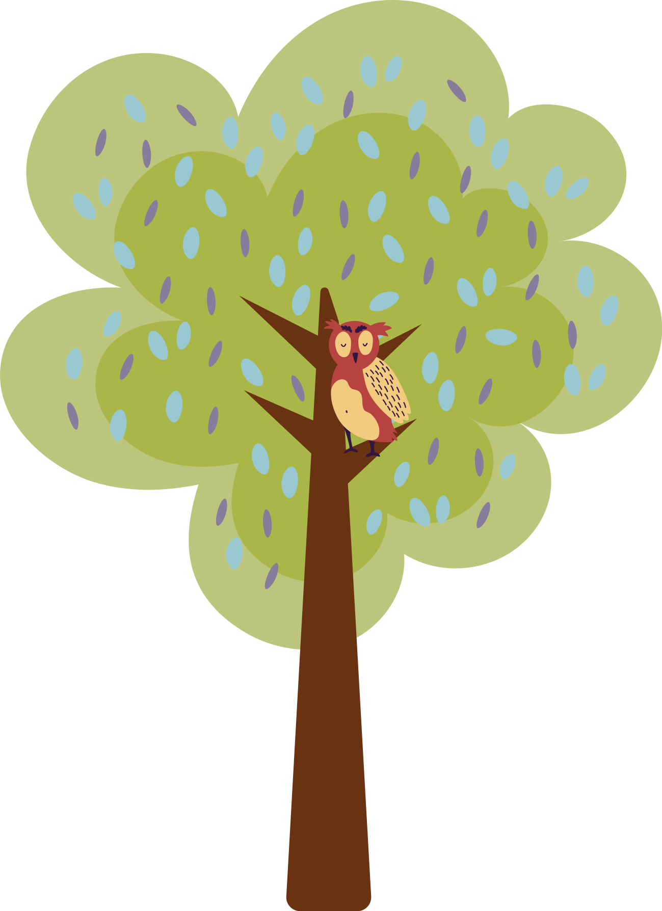 Tappeto vinile per bambini albero colorato con gufo - TenStickers