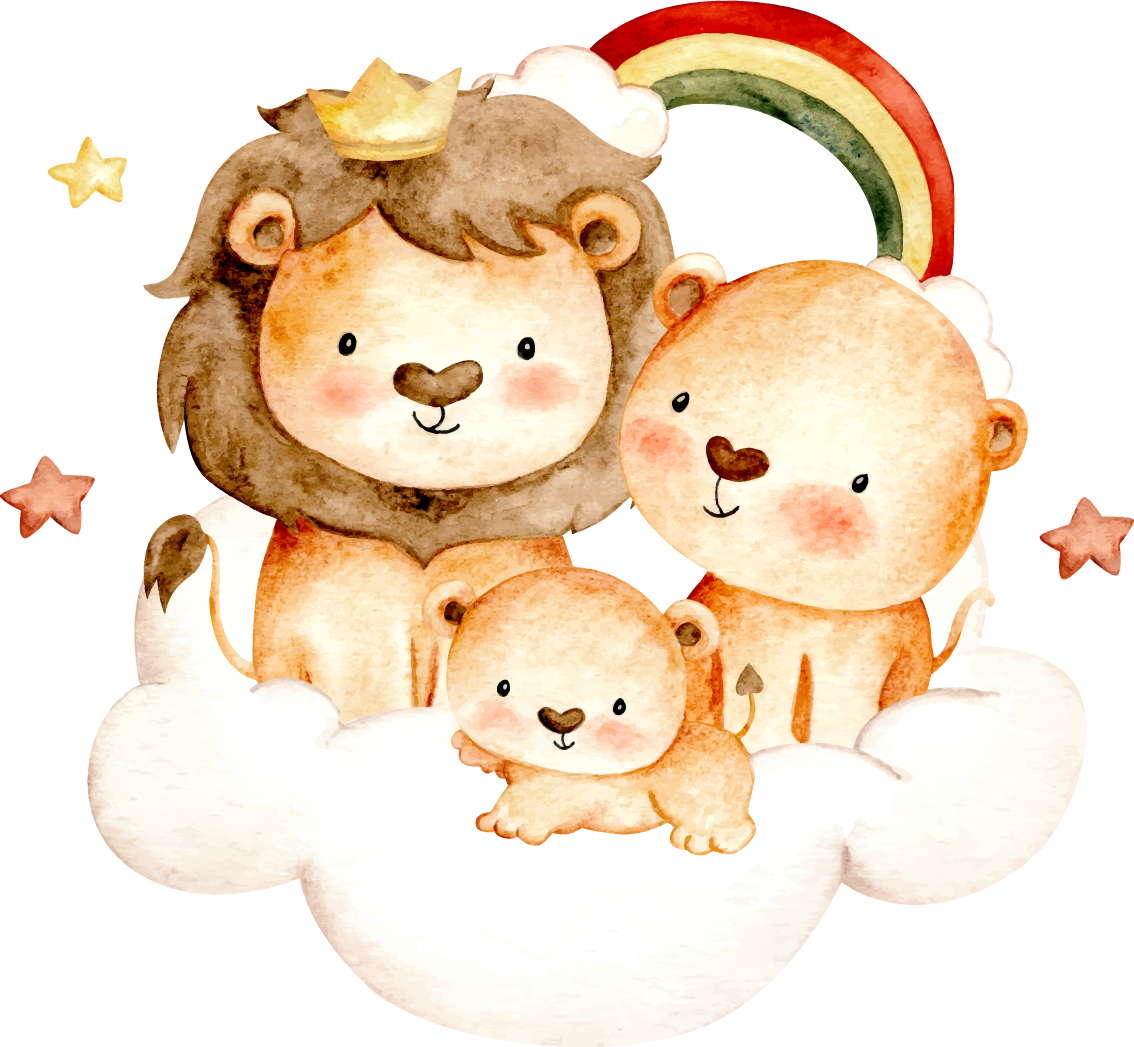 Tappeto vinile per bambini animali baby con stelle e nuvole - TenStickers