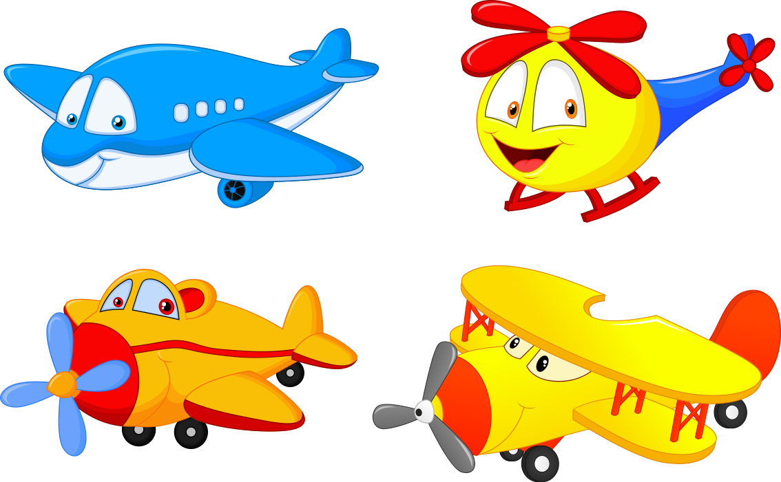 Tappeto vinile per bambini aerei e elicotteri con facce - TenStickers