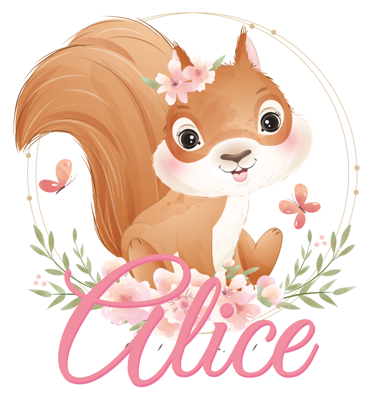 Tappeto vinile per bambini scoiattolo carino personalizzato - TenStickers